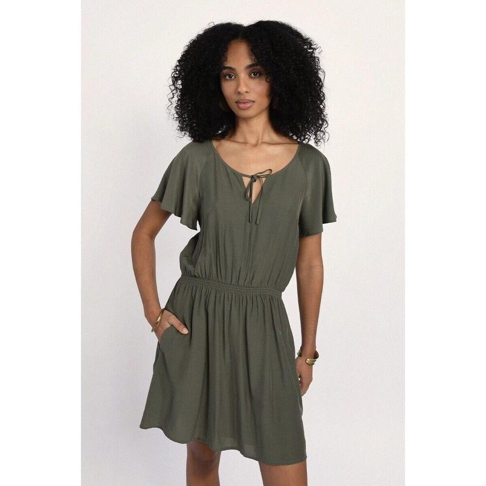 Molly Bracken Fit And Flare Dress Olive Dresden Size Large NWT